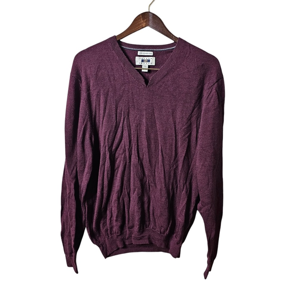 Joseph Abboud 100% Extra Fine Merino Wool Plum Purple V Neck Sweater XXL - Picture 2 of 5